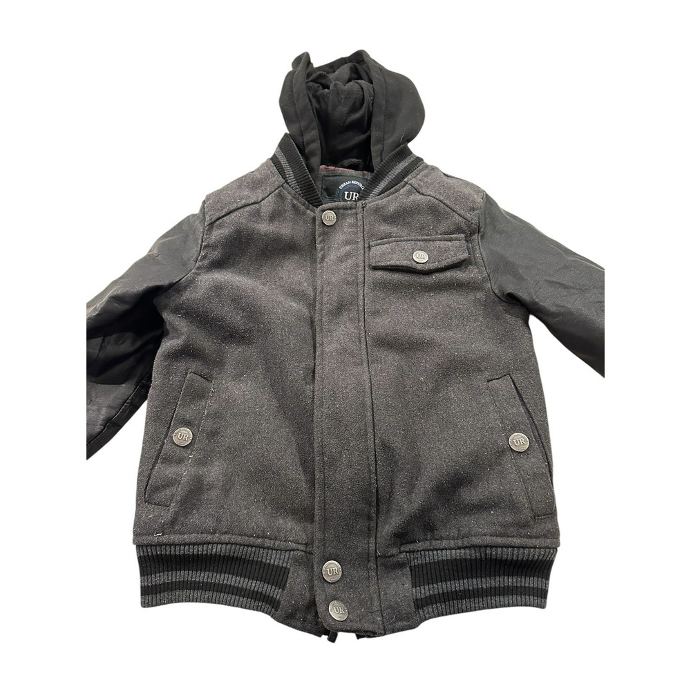 Urban Republic Boys Black Hooded With Faux Sleeve Jacket Size Medium 10/12 EUC